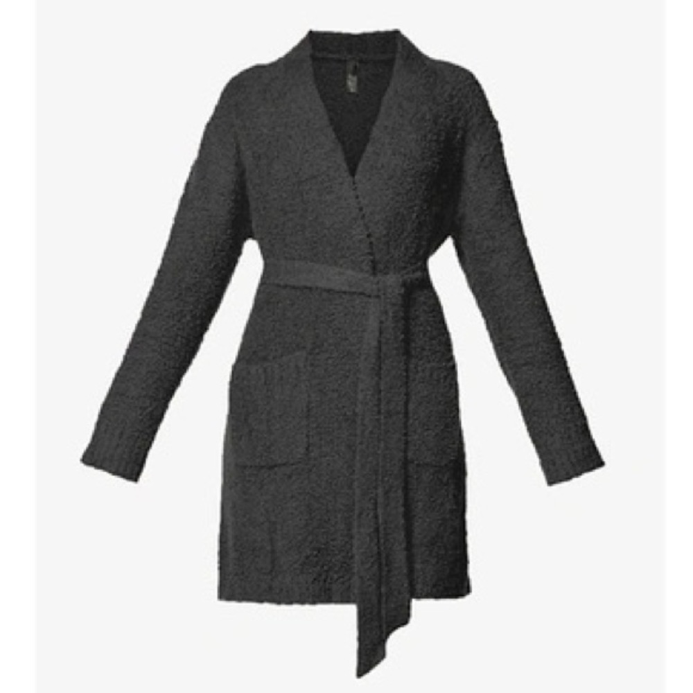 NWT SKIMS COZY KNIT SHORT ROBE ONYX